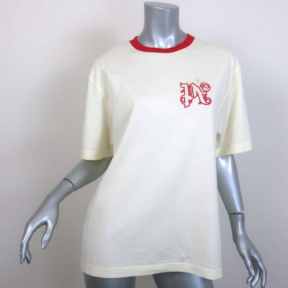 Palm Angels x Formula 1 Racing Monogram Tee Ivory Cotton Size Medium NEW - Picture 2 of 11